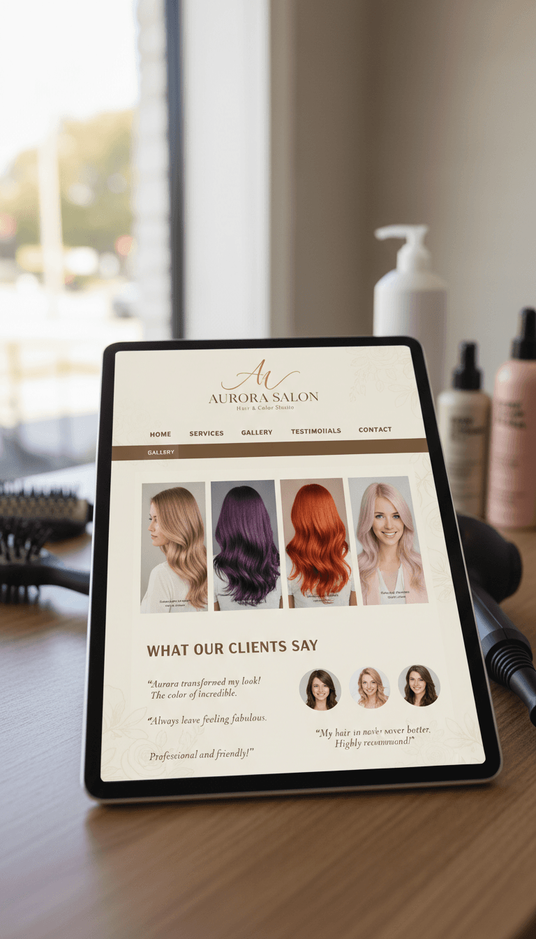 Hair stylist website with service gallery