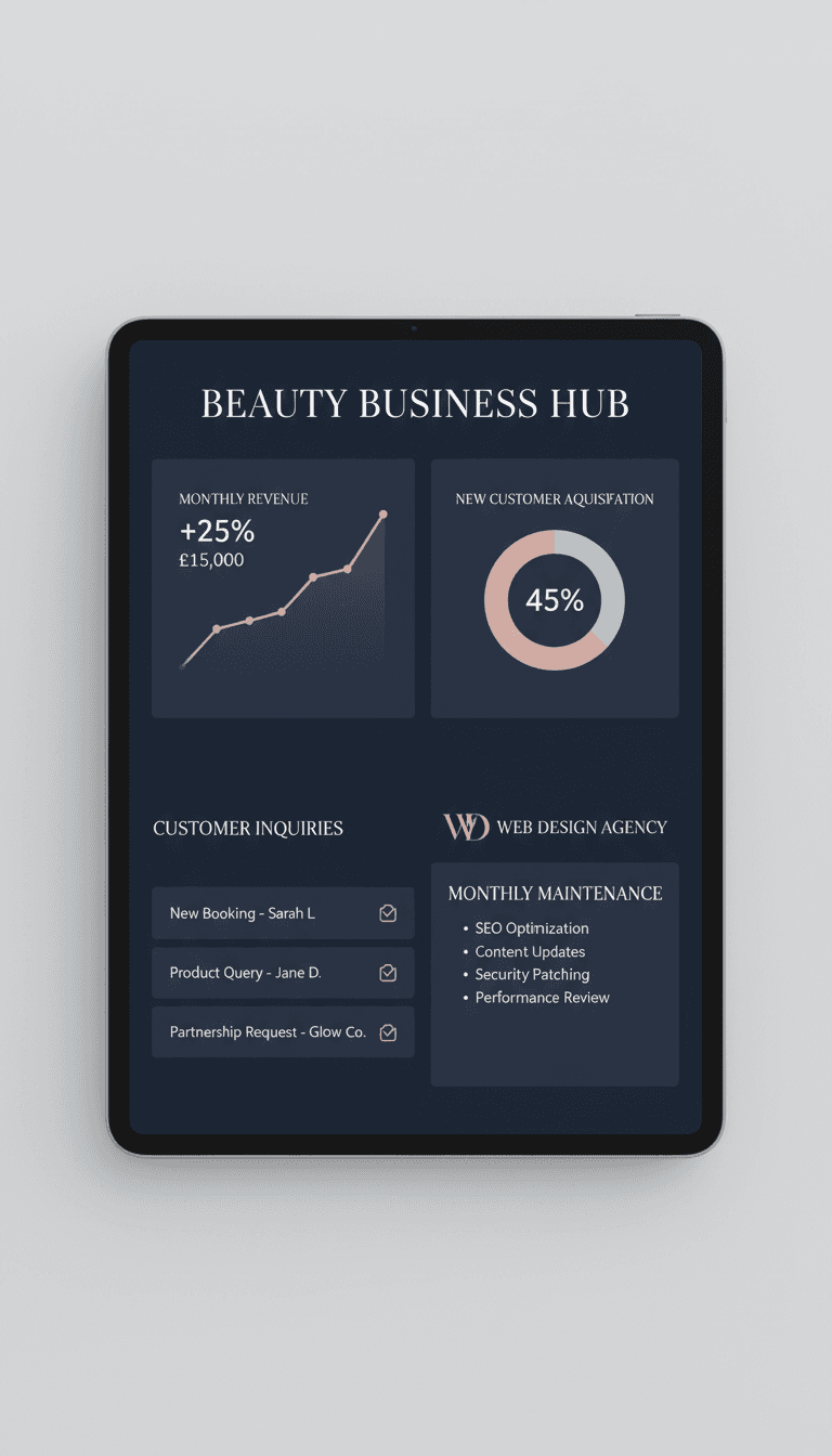 Website dashboard and management interface