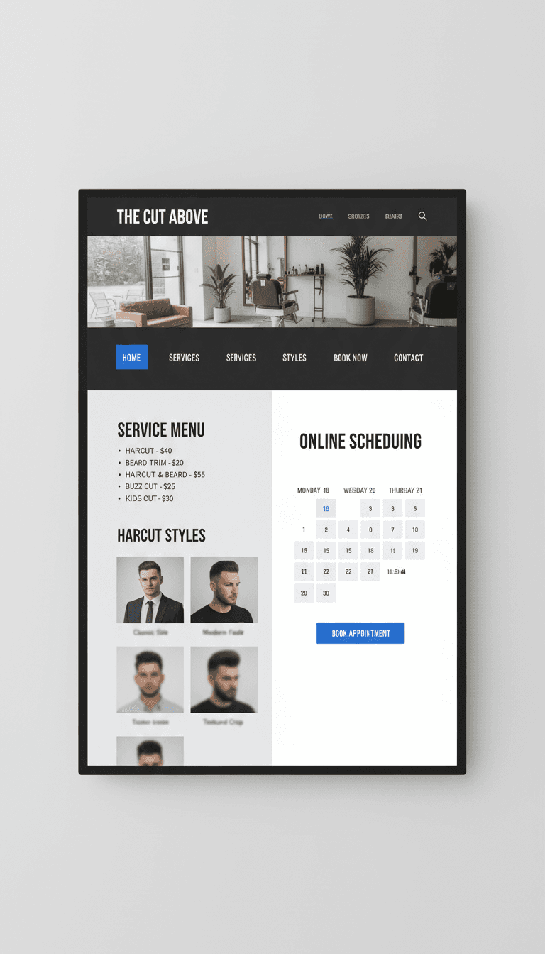 Barber website with service listings
